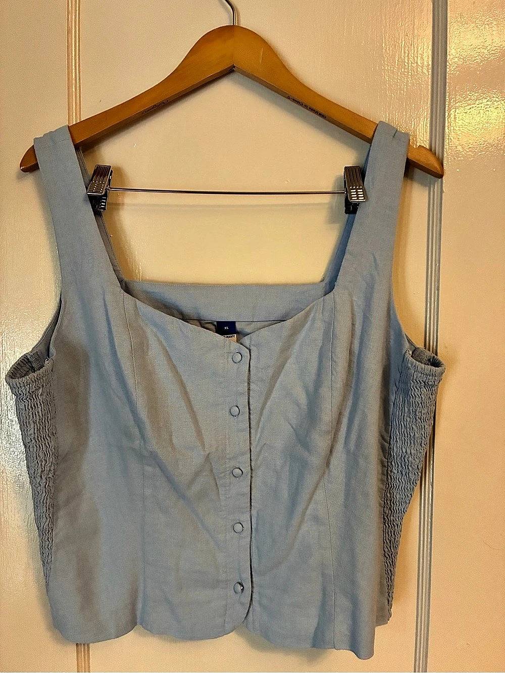 Old Navy Blue Smocked Side Tank Top Size XL Like New